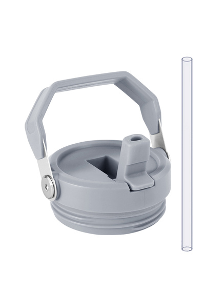 choice2 غطاء بديل لكوب ستانل الرمادي سعة 40 أونصة، مزود بماصة قابلة للطي ومقب...