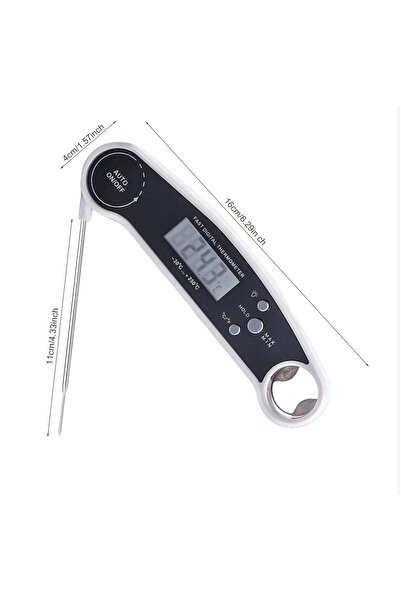 Choice ميزان حرارة رقمي متعدد الوظائف أبيض اللون مزود بمسبار قابل للطي لطهي ا...