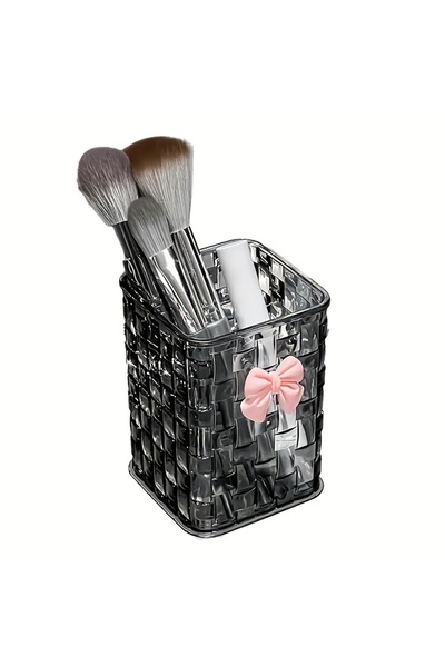 Choice1 black Makeup brush storage box with bow design, high-end textured pen...