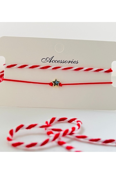 KOALA COMPANY 5 ADET KIRMIZI İP YILDIZ VE MARTENİÇKA BİLEKLİK SETİ 5 KART 10 ...