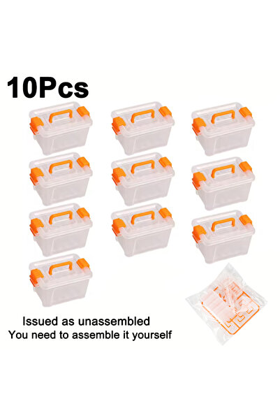 choice2 ١٠ قطع برتقالية، ٥/١٠ صناديق تخزين صغيرة، صندوق أدوات شفاف لبيت الدمى...