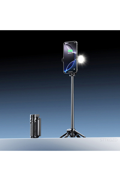 choice2 عصا سيلفي صغيرة للغاية جديدة باللون الأسود مزودة بإضاءة، حامل هاتف مح...