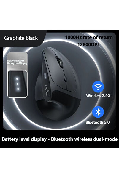 Choice5 إنفيك X9 برو أسود، ماوس إنفيك X9 عمودي لاسلكي، منفذ USB-C، شحن سريع، ...