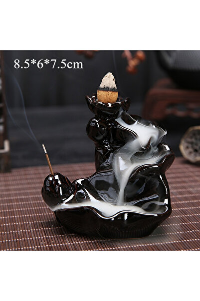 choice2 مبخرة بخور سيراميكية بتصميم شلال على شكل زهرة اللوتس، مزينة برسومات ي...