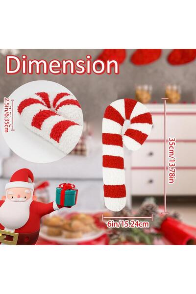 Choice 35cm Candy Cane Throw Pillow Lumbar Pillows for Sofa Plush Cushion Chr...