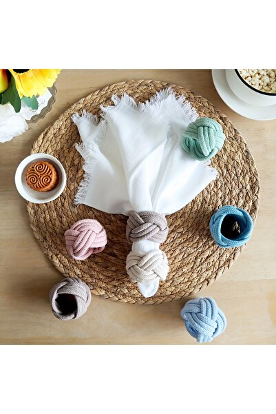 Choice4 مجموعة حلقات مناديل ملونة مضفرة، 8 قطع (لون عشوائي)، مصنوعة يدويًا من...