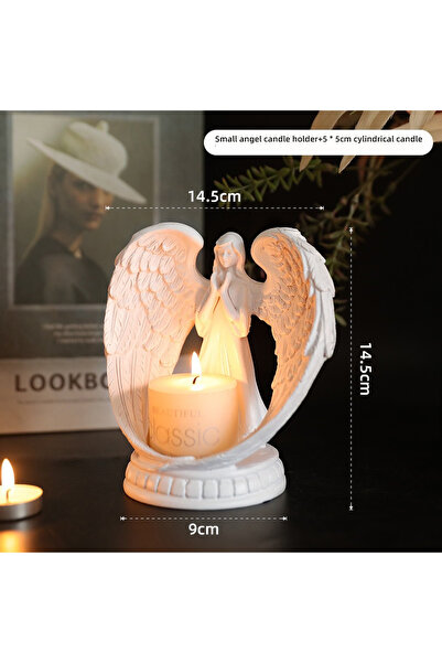 Choice6 حامل شموع صلاة على شكل ملاك أبيض للكنيسة - ديكور ديني من الراتنج، زين...