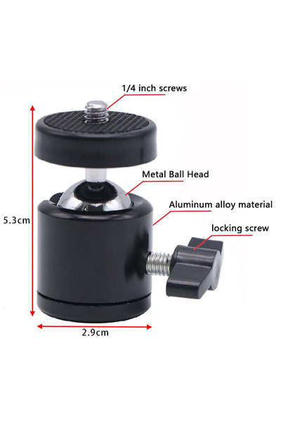 Choice محول تثبيت ثلاثي القوائم معدني صغير برأس كروي دوار أسود مقاس 1/4 بوصة ...
