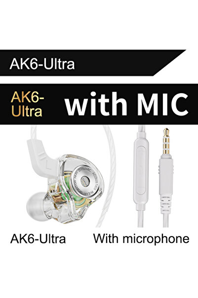 Choice4 سماعات أذن بأسلاك QKZ AK6-Ultra بيضاء اللون، مزودة بمنفذ AUX 3.5 ملم ...