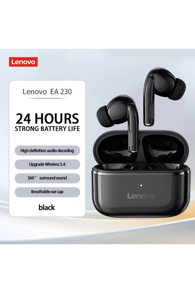 choice2 سماعات لينوفو السوداء EA230 اللاسلكية مصممة بشكل مريح مع تقنية بلوتوث...