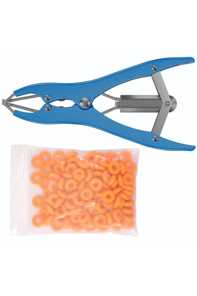 Choice أداة خصي الحيوانات الزرقاء، ذات مقبض مريح، مزودة بشريط مطاطي عالي المر...