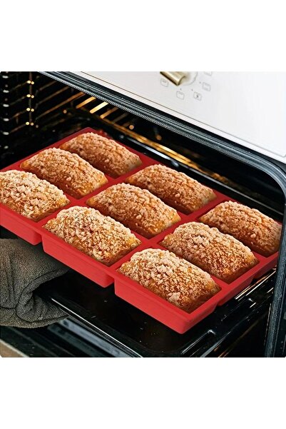 Choice قالب خبز صغير أحمر، قالب سيليكون للخبز بـ 9 تجاويف، مناسب للكيك والخبز...