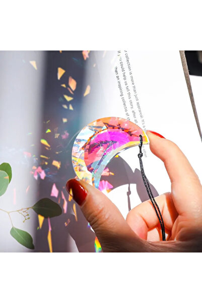 Choice4 زينة قمر ملونة متعددة الأشكال، كريستالية صائدة لأشعة الشمس، موشور قوس...