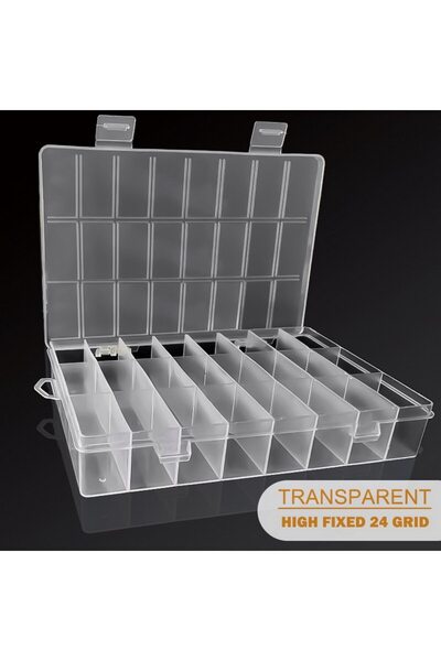 Choice صندوق تخزين بلاستيكي شفاف أبيض اللون، يحتوي على 24 قسمًا - منظم للحرف ...