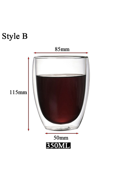 Choice4 As Photos 350ml-B 5 Sizes Double Wall Insulated Glass Cup Clear Espre...