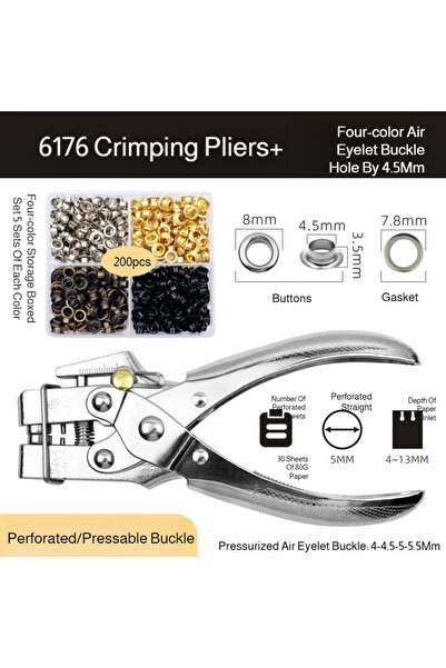 Choice4 طقم كماشة ثقب حلقات معدنية احترافية، 200 قطعة، 4 ألوان، 100 حلقة معدن...