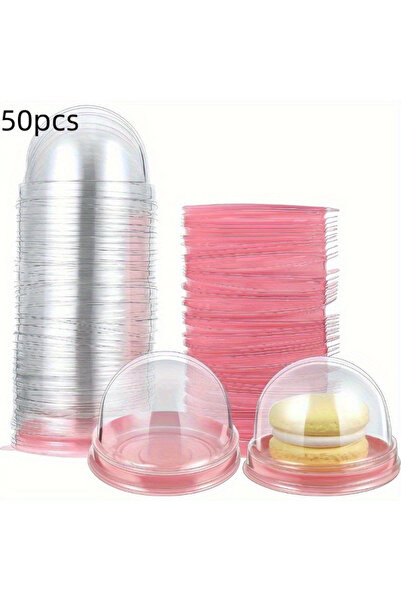 Choice Pink 50Pcs Cupcake Carriers with Clear Lid - Disposable Mid-Autumn Fes...