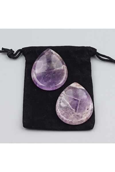 choice2 2 pcs 2 Pcs/Packet Amethyst Rose Quartz Worry Stones Teardrop Shape C...