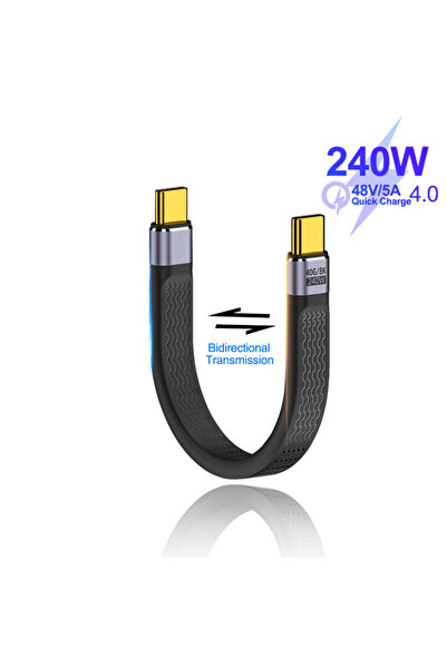 Choice3 كابل قصير أسود بتقنية الشحن السريع PD بقدرة 240 واط USB4، يدعم نقل ال...