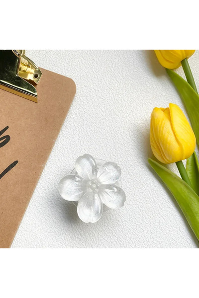 Choice3 حامل هاتف أبيض على شكل زهرة كريستالية، قابل للتمديد، مزود بمقابض للأص...