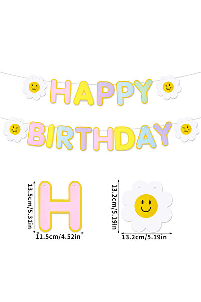 choice2 1set banner Daisy Happy Birthday Party Decoration Banner with White D...