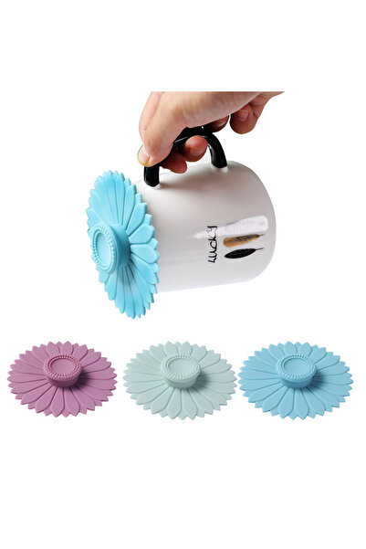 Choice غطاء كوب من السيليكون الأزرق الآمن غذائيًا، مانع للتسرب، قابل لإعادة ا...