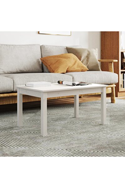 Concept Τραπεζάκι σαλονιού, λευκό, 80x50x40 εκ., μασίφ ξύλο πεύκου
