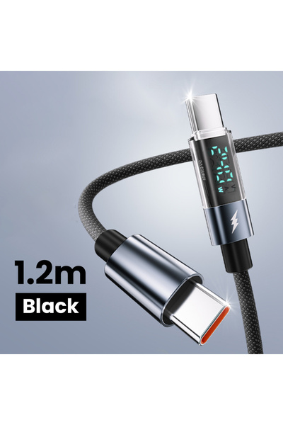 choice2 1.2m BLACK Elough 240W Dual Type C Lntelligent Digital Display Transp...