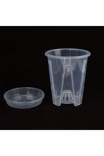 Choice7 14 سم - مع صينية، وعاء زهور بلاستيكي شفاف للتحكم في الجذور ، قابل للت...