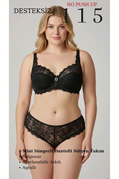 CHARM Tılsım Lingerie Women's Mini Sponge Lace Bra Set