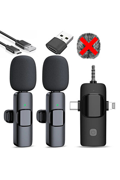Choice4 ميكروفونان لاسلكيان احترافيان USB مزدوجان، مناسبان لأجهزة iPhone و An...
