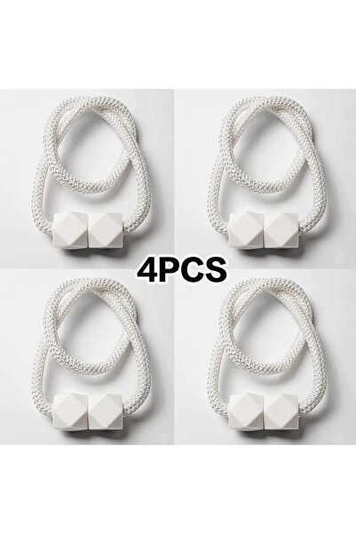 Choice4 4 ربطات ستائر بيضاء، 4 قطع، مزودة بمغناطيس قوي، تصميم حبل سميك، مناسب...