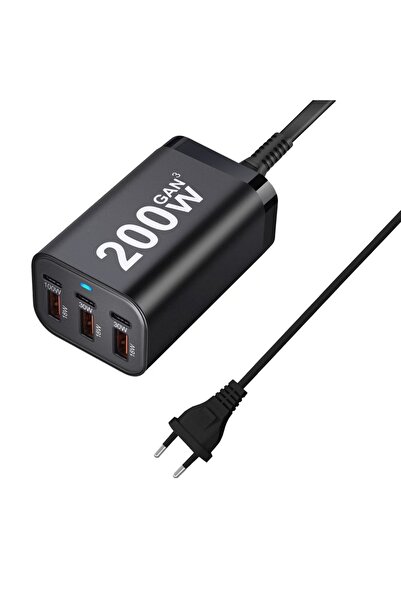 Choice3 EU 200W Desktop charging multi-port USB+ PD Gallium nitride charger h...