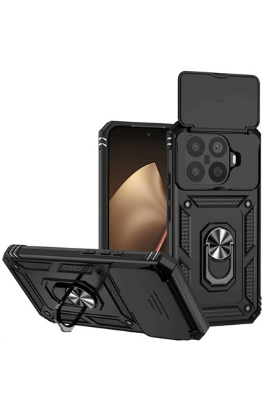 Choice13 غطاء حماية كاميرا منزلق أسود لهاتف شاومي 15T برو، مزود بحلقة تثبيت م...