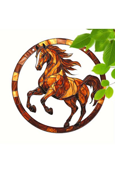 Choice11 لوحة زينة دائرية ملونة من أكريليك ، مقاس 15×15 سم، على شكل تسعة خيول...