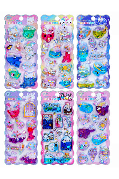 Choice1 ملصق ثلاثي الأبعاد عشوائي لطيف وجذاب لحيوان أليف، مملوء بالماء ويهتز،...