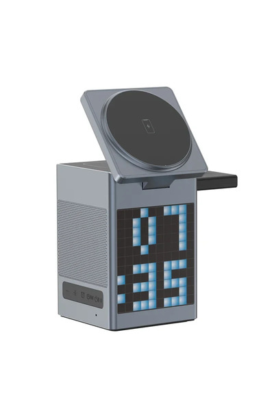 Choice شاحن لاسلكي مغناطيسي متعدد الوظائف 6 في 1 مع مكبر صوت ومنبه، محطة شحن ...