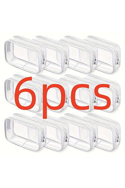 Choice Clear 6pcs Transparent Zipper Makeup Bags-Leakproof Travel & Bathroom ...