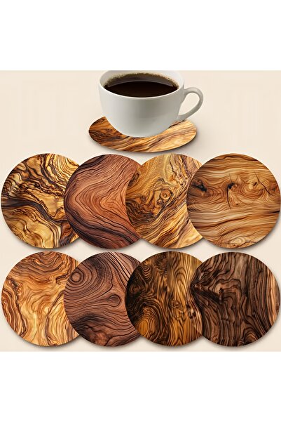 Choice1 مجموعة من 8 قطع من مفارش المائدة الخشبية المستديرة ذات التصميم الكلاس...