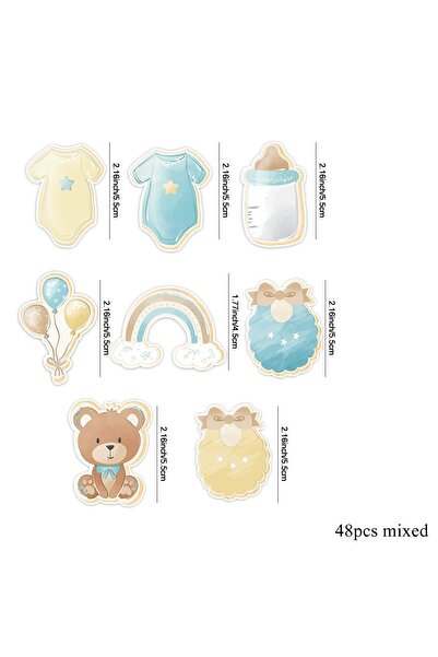 Choice 48pcs blue stickers 1set Cartoon Bear Series Cake Toppers Blue Pink Dr...