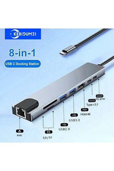 Choice محطة توزيع USB-C من كيبيدومي 8 في 1، محول USB-C إلى HDMI بدقة 4K، منفذ...