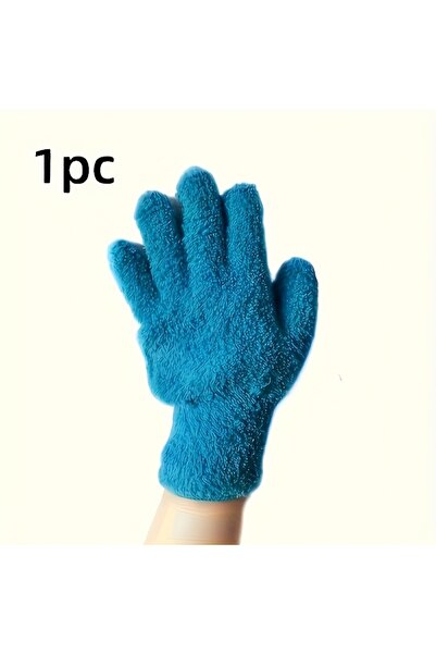 Choice1 Blue Microfiber Dusting Gloves Coral Fleece Fabric Elastic & Breathab...