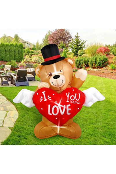 Choice1 EU-PLUG 4FT OurWarm 4 FT Valentines Day Decor Inflatable Teddy Bear w...