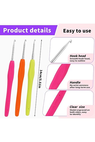 Choice3 set2-3pcs IMAZY Ergonomic Handle Crhet Hooks Set for Arthritic Hands ...