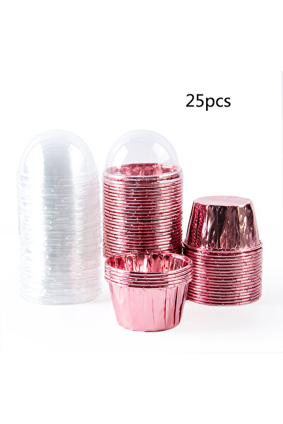 choice2 25 قطعة ذهبية وردية، 25/50 قطعة أكواب ورقية صغيرة ذهبية اللون للكعك م...