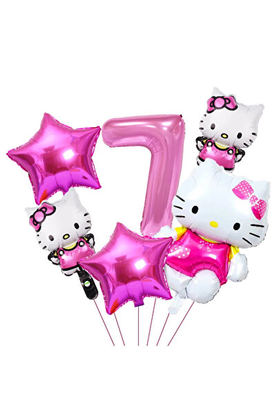 Choice20 مجموعة بالونات هيلو كيتي الكرتونية (6 قطع) من رقائق معدنية، زينة لحف...