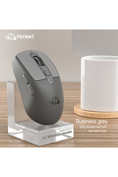 choice2 ماوس FREEWOLF A3 لاسلكي صامت، لون رمادي داكن، مصنوع من مادة ABS، لون ...