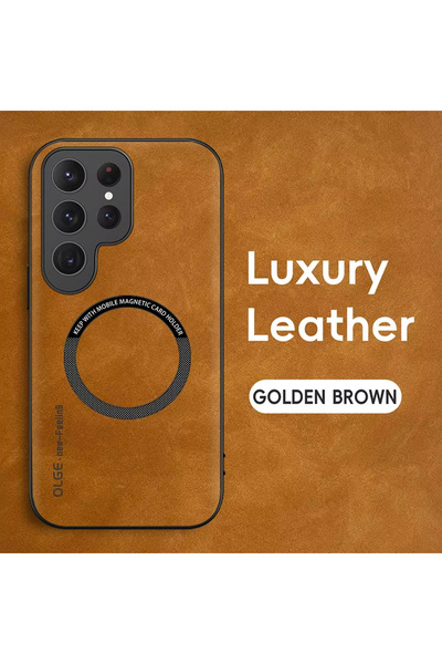 Choice65 غلاف هاتف فاخر من جلد البني مع غطاء مغناطيسي لهاتف Galaxy S23، متواف...