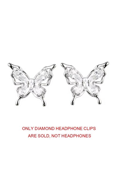 Choice فيونكة فضية مرصعة بأحجار الراين لسماعات الأذن بمشبك، إكسسوارات للأذن ا...