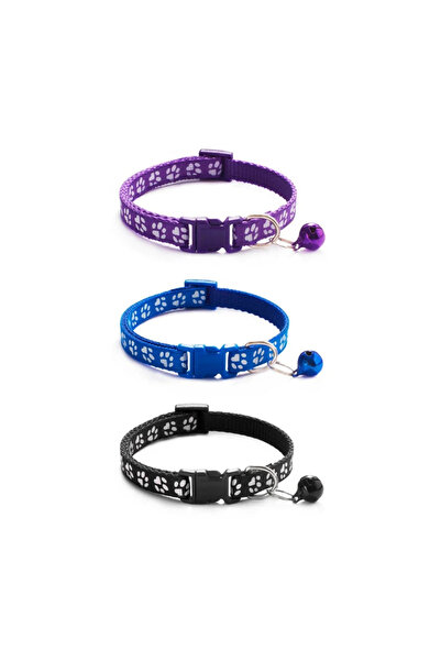 Choice9 purple-blue-black 1/6/18pcs Pet Collar With Bell Footprints Colorful ...